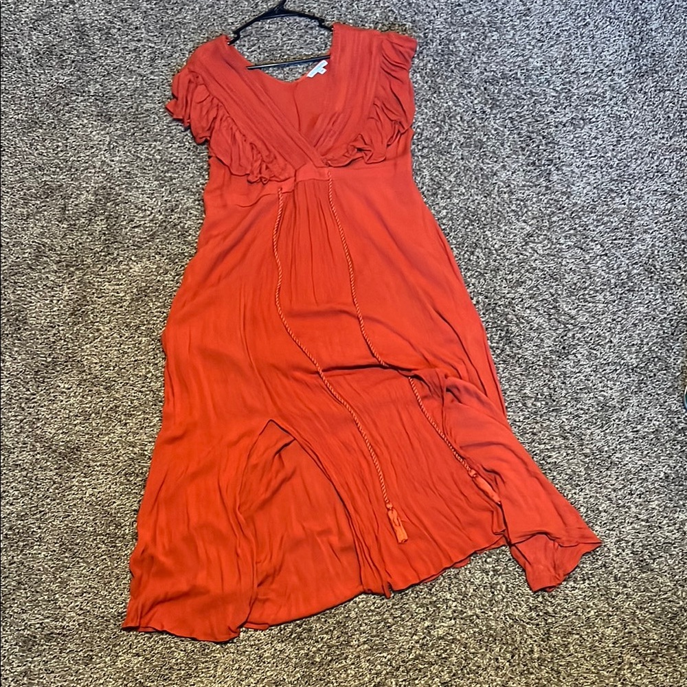 Baltic Born Rust Ruched Tiered Maxi Sundress